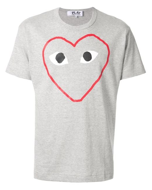 COMME DES GARÇONS PLAY Gray Outline Heart Tee for men