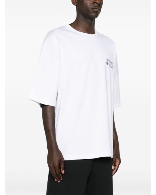 T-shirt en coton à logo imprimé Alexander McQueen pour homme en coloris White