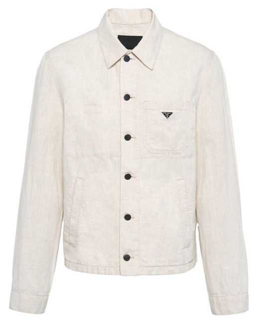 Camicia con logo di Prada in White da Uomo