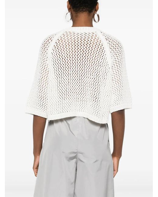 Fabiana Filippi White Open-Knit Top