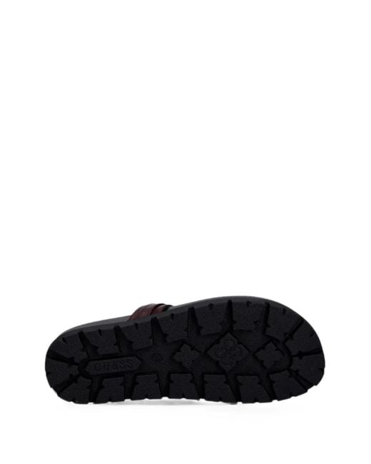 Guess Black Farron Logo-Plaque Thong Sandals