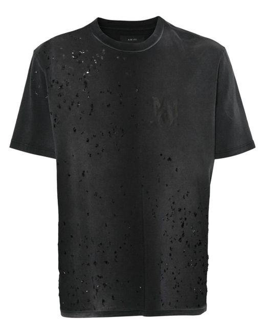 Amiri Black Shotgun Logo-print Distressed T-shirt for men