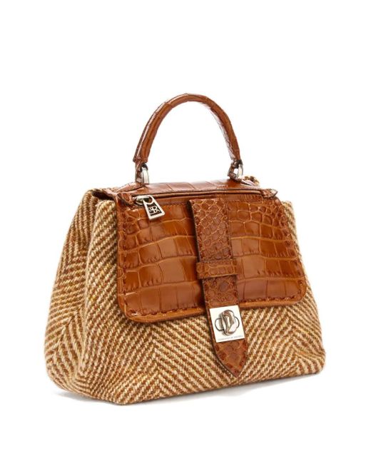 Ermanno Scervino Brown Liza Herringbone Tote Bag