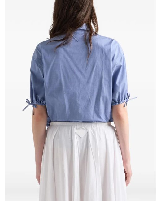 Prada Blue Bleu Cotton Camicia