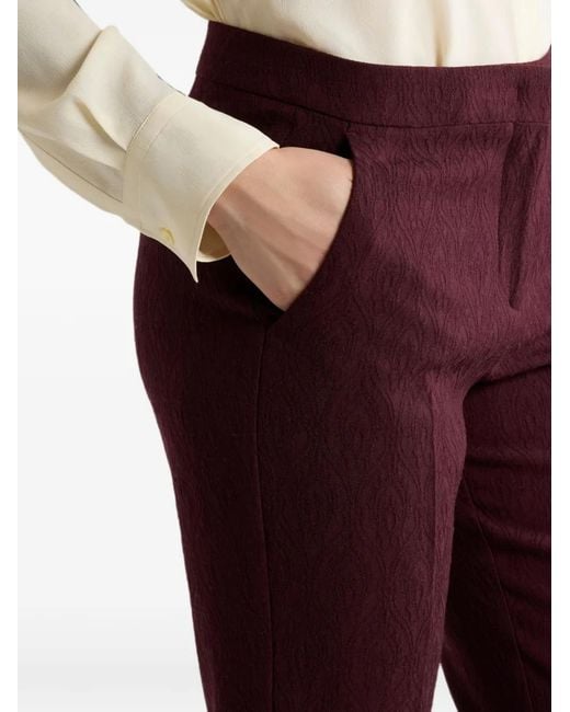 Etro Purple Cropped Wool Jacquard Trousers With Medallion Motif