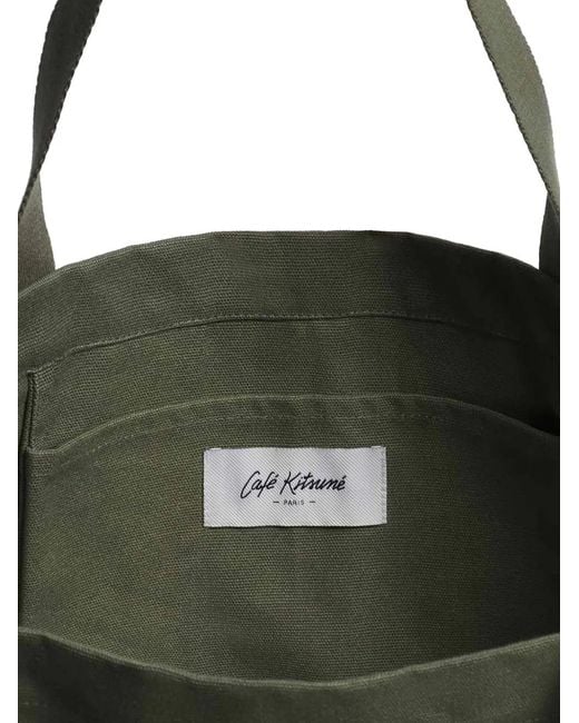 Café Kitsuné Green Logo-Print Tote Bag