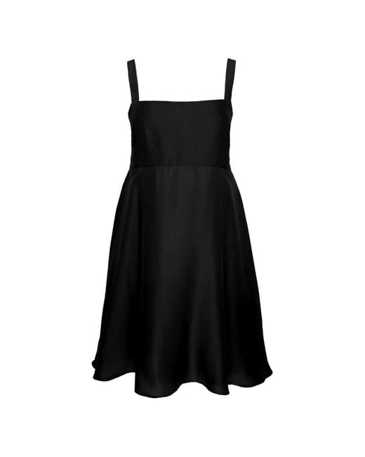 Azeeza Black Arden Square-Neck Silk Mini Dress