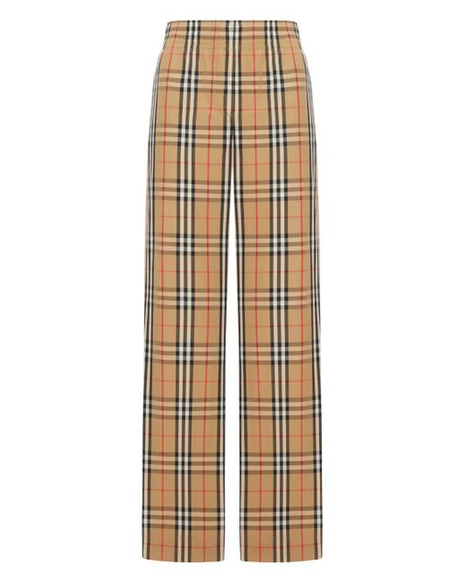Burberry Geruite Broek Met Elastische Taille in het Natural