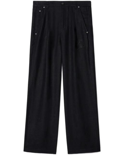 Off-White c/o Virgil Abloh Blue Wide-Leg Linen Trousers for men