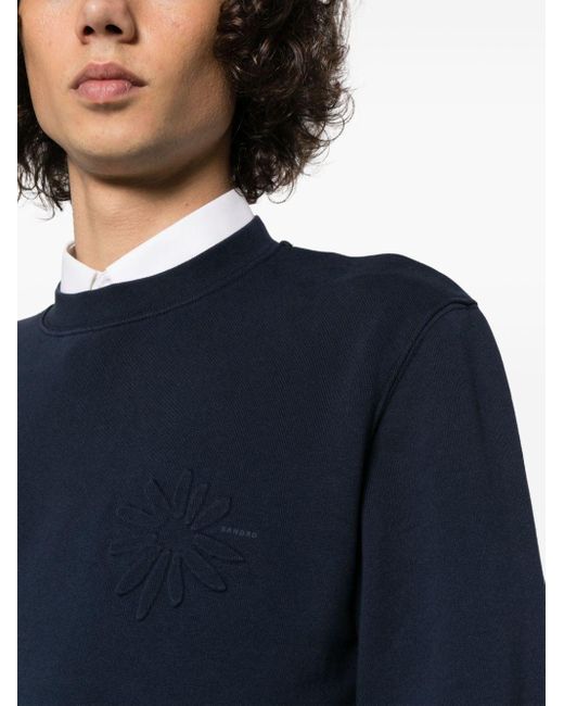 Sandro Blue Logo-print Crew-neck Sweatshirt for men