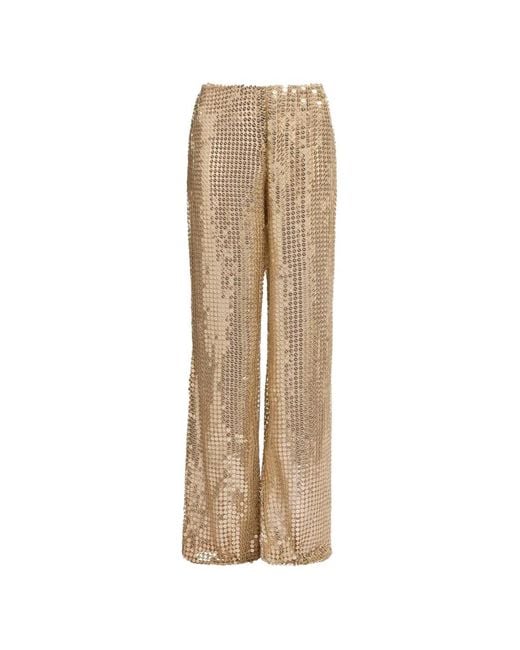 Elie Saab Natural Sequin-Embellished Trousers