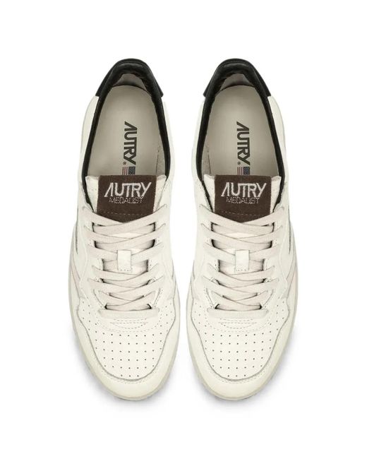 Autry White Medalist Low Panelled Sneakers for men