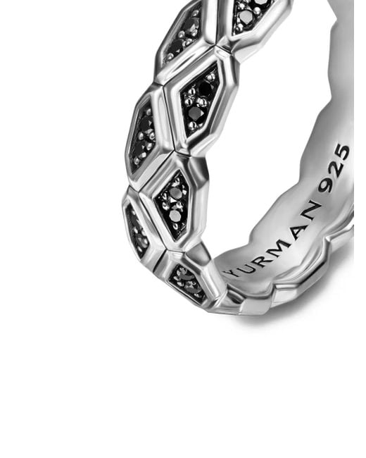 David Yurman Hex Sterlingsilberring Mit Schwarzen Diamanten in White für Herren