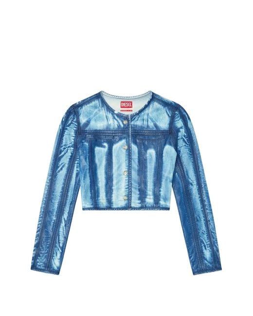 DIESEL Blue Veste Crop En Jean X-Ray Lyocell