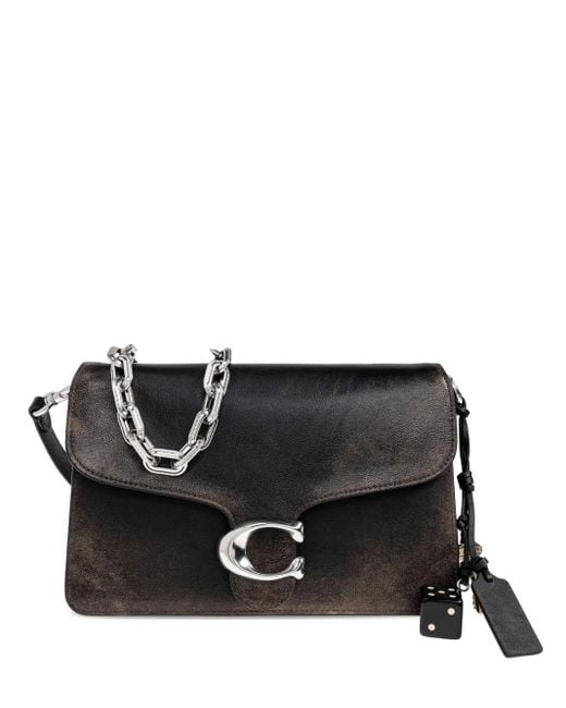 COACH Black Leather Chain Tote Bag