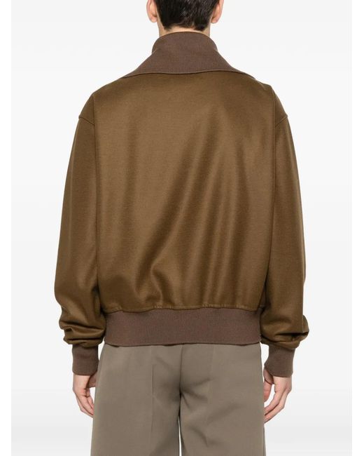 Jil Sander Brown Zip-Up Ribbed Bomber Jacket for men
