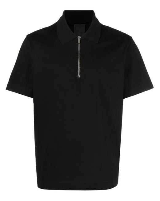 Givenchy Black Half-Zip Cotton Polo Top for men