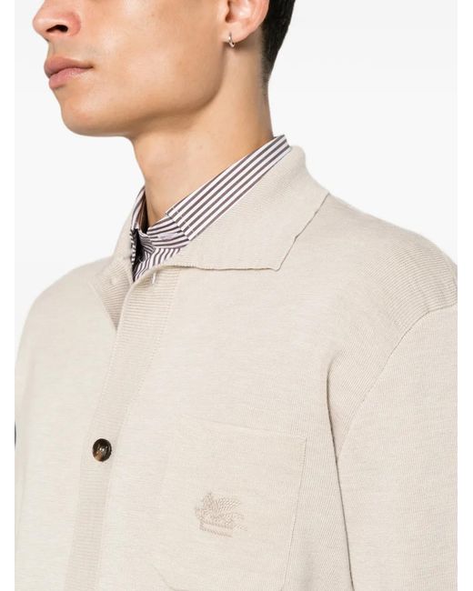Etro White Logo-Embroidered Button-Up Cardigan for men
