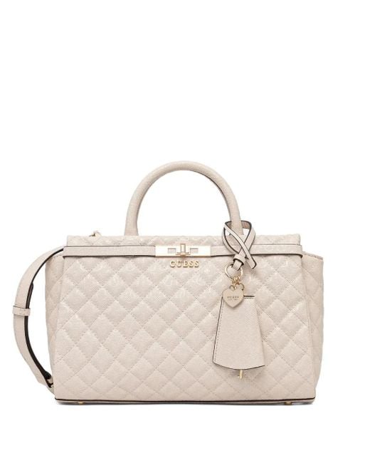 Guess Natural Gesteppter Idra Tote Bag mit Anhänger