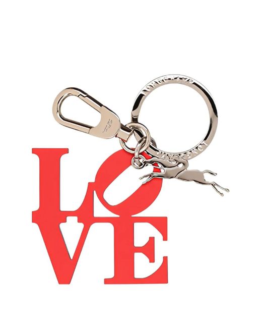 Longchamp Red Lettering Logo-Detail Keyring