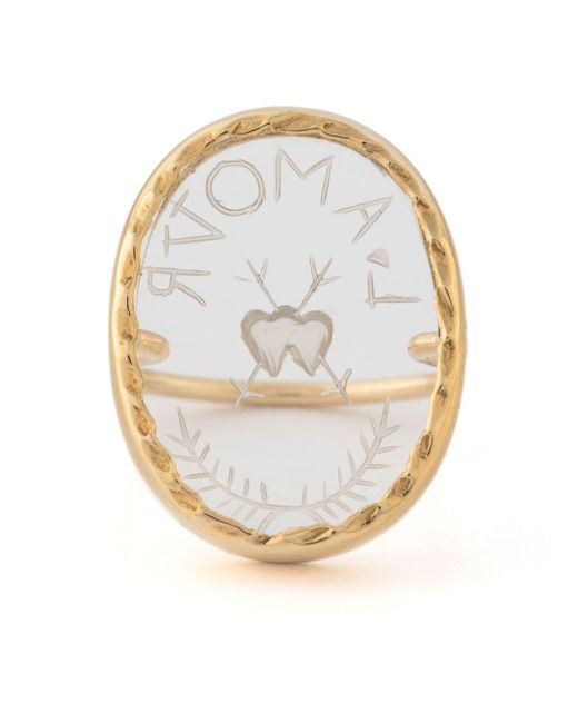 Pascale Monvoisin Metallic 9kt Yellow Gold L'amour Crystal Ring