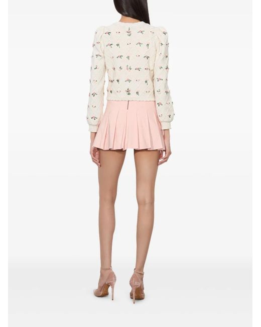 Alice + Olivia White Kitty Cardigan mit Blumen