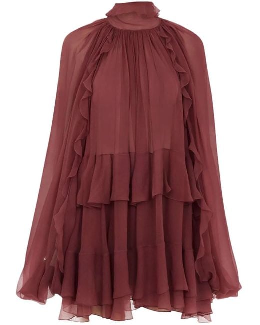 Chloé Red Ruffled Mini Dress