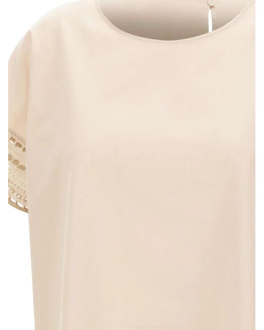 Elena Miro Natural Openwork Embroidered Blouse
