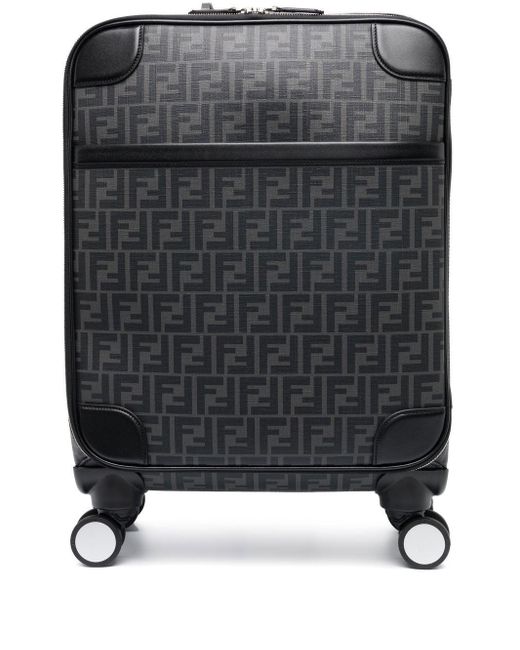 Fendi Black Ff Canvas Cabin Suitcase for men