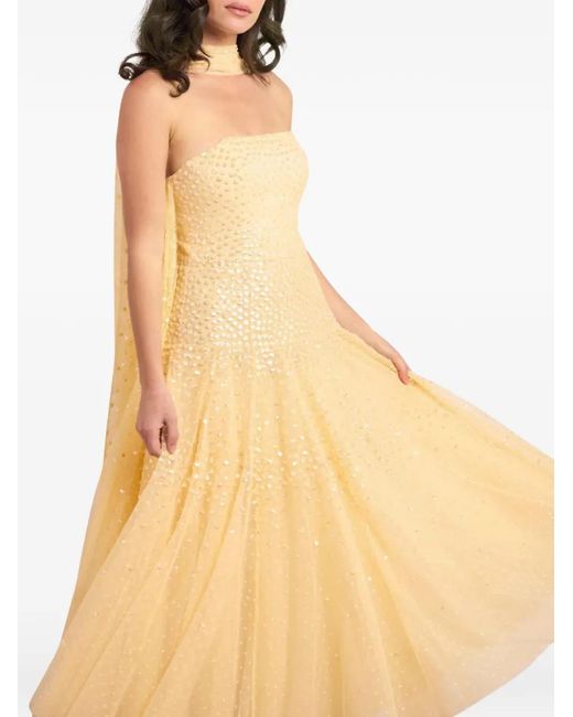 Needle & Thread White Sunrise Sequined Strapless Midi Dress