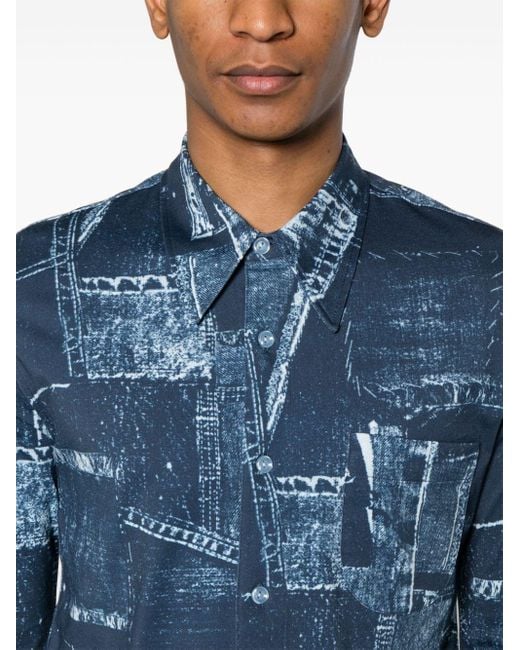 Chemise à imprimé patchwork Sandro pour homme en coloris Blue