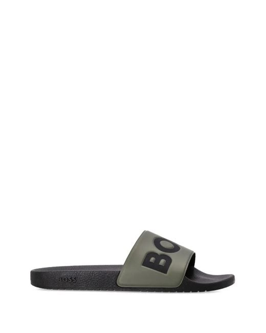 Boss Black Logo-Emed Slides for men