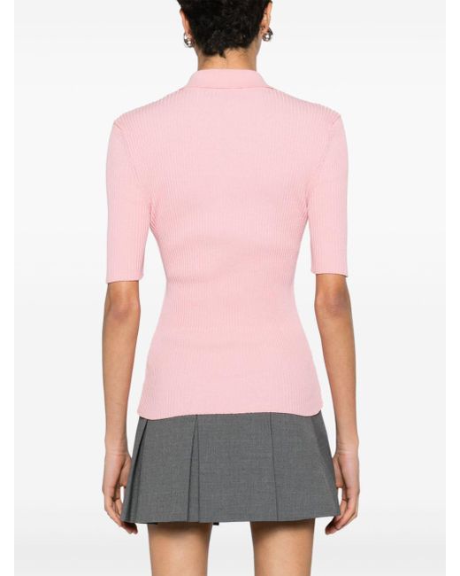 A.P.C. Pink Ribbed Cotton Polo Shirt