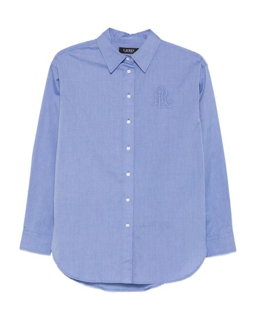 Ralph Lauren Blue Long Sleeve Curved Hem Cotton Shirt