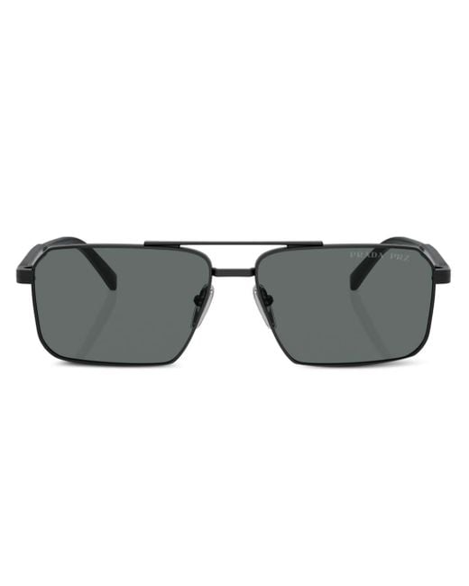 Prada Gray Prada Pr A57s Aviator Frame Sunglasses for men