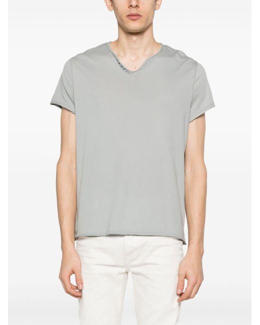 Zadig & Voltaire Gray Monastir Organic Cotton T-shirt for men