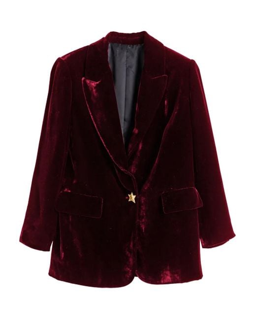 Chinti & Parker Purple Star-Detail Velvet Blazer