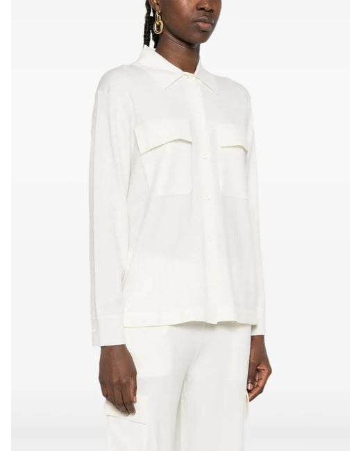 P.A.R.O.S.H. White Buttoned-Pocket Shirt