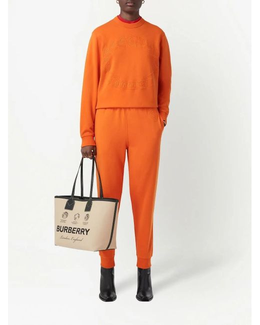 Burberry Orange Pantalon De Jogging À Patch Logo