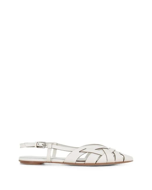 Roberto Del Carlo White Lisi Woven Slingback Flat Pumps