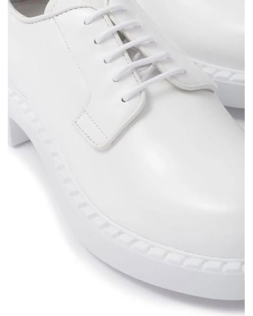 Prada White Round-Toe Lace-Up Shoes