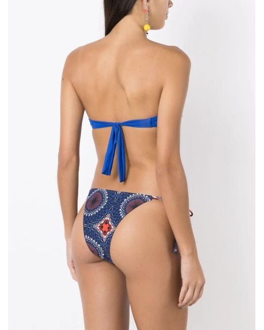 Amir Slama Blue Twist-Detail Strapless Bikini Top