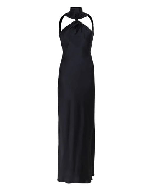 The Attico Black High-Neck Twisted Maxi Dress