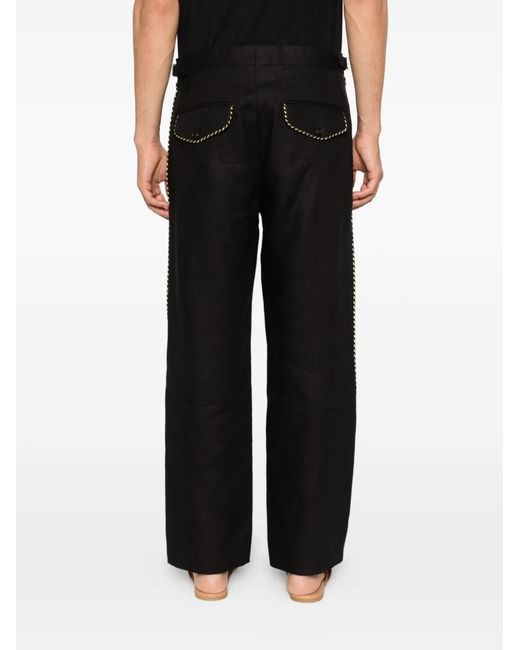 Bode Black Piping Trousers for men