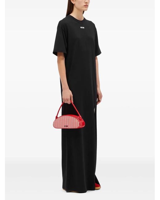 MSGM Black Logo-Print Maxi Dress