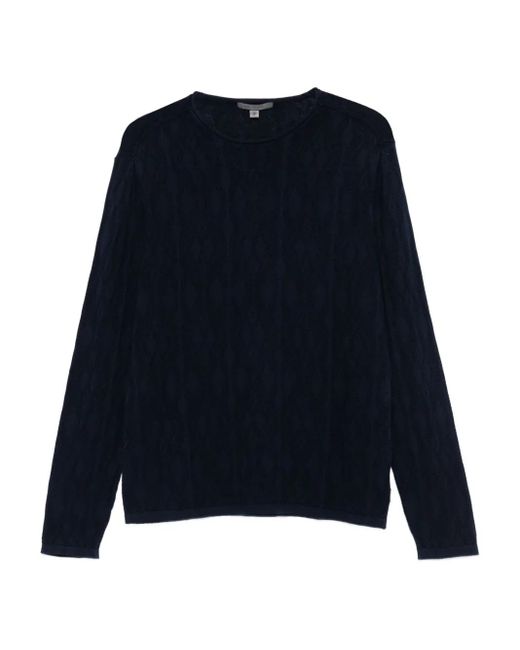 John Varvatos Blue Diamond-Knit Sweater for men