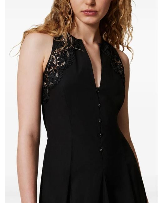 Robe Mi-Longue En Popeline Twinset en coloris Black