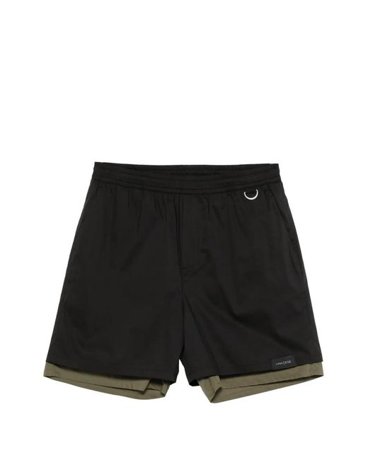 Low Brand Black Layered-Design Shorts for men