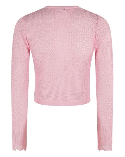 Pinko Pink Open-Knit Cardigan