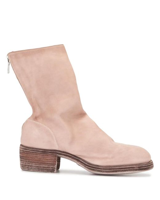 Guidi Pink Suede Zip-Up Ankle Boots